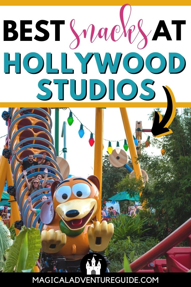 Slinky Dog coaster at Hollywood Studios, with an overlay that reads, "Best snacks at Hollywood Studios"