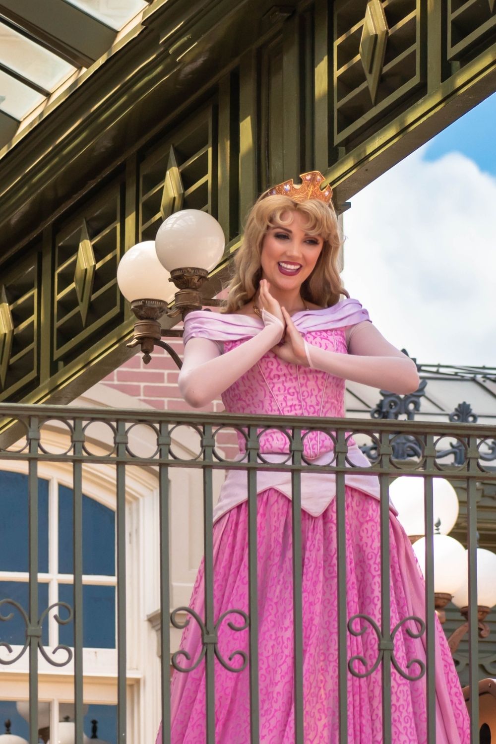 Aurora, the Disney Princess from Sleeping Beauty, in costume at Disney World