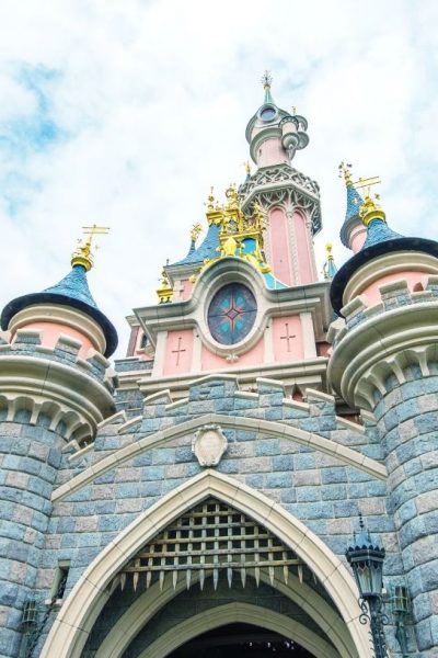 the castle at disneyland from a close-up angle