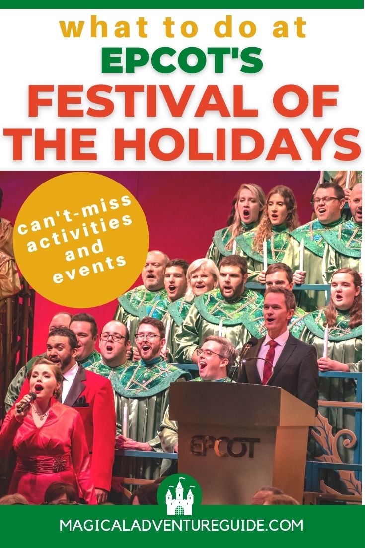 Neil Patrick Harris narrates while the choir sings at the Candlelight Processional at Epcot's International Festival of the Holidays at Disney World