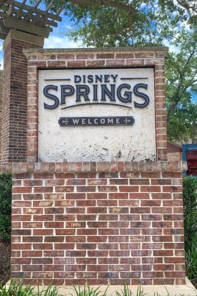 welcome sign at Disney Springs
