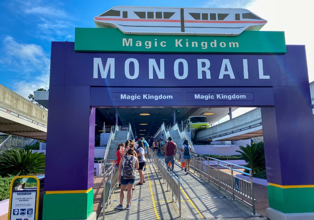 monorail sign at the transportation and ticket center in disney world