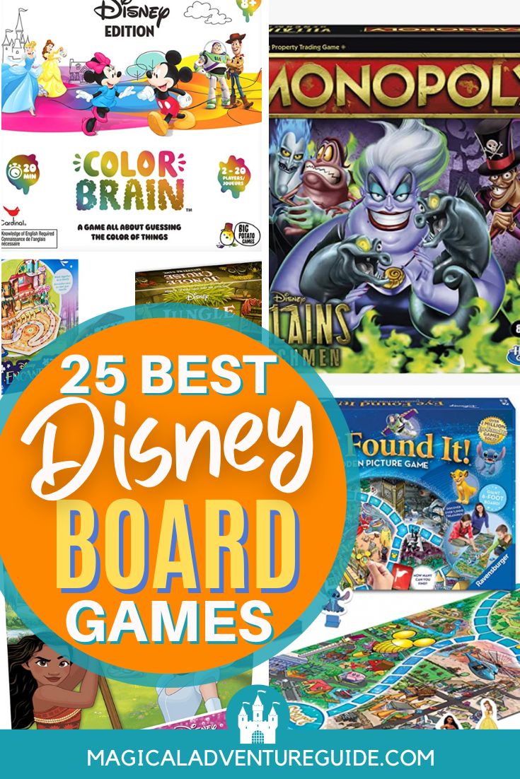 collage featuring various photos of popular Disney board games