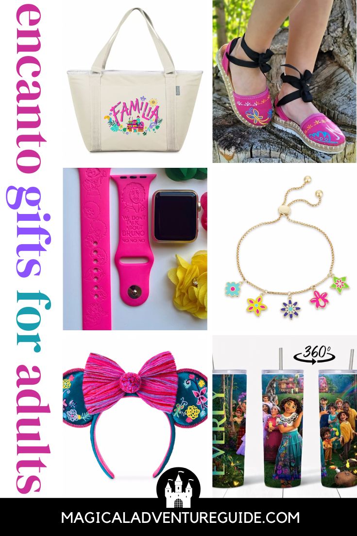 collage featuring various Encanto gifts for adults
