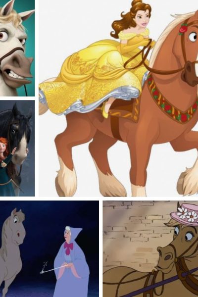 collage image featuring five different Disney horses
