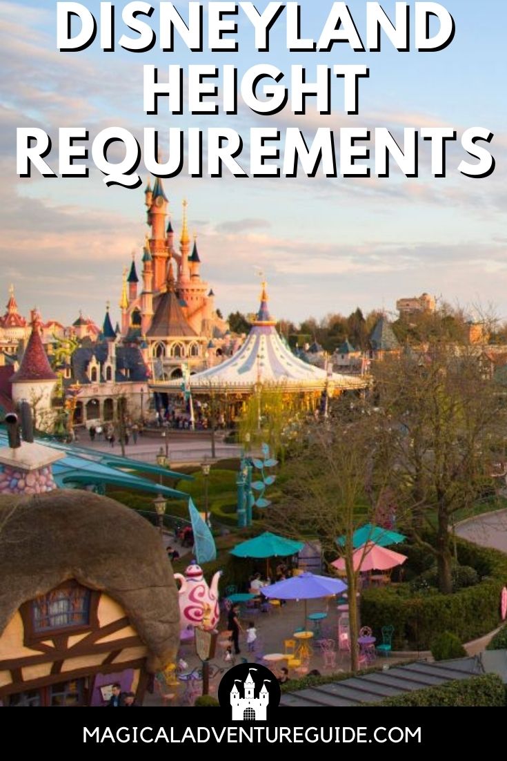 Disneyland theme park in California. An overlay reads, "Disneyland Height Requirements"