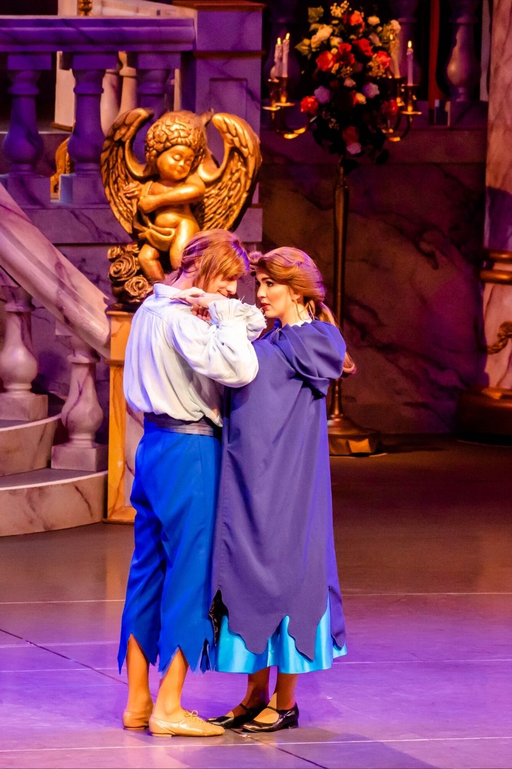 Belle and Prince Adam (the Beast) during the Beauty and the Beast stage production at Hollywood Studios